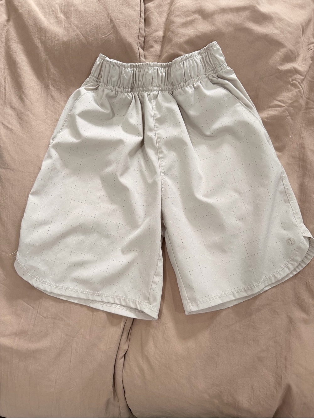RBX Cream Boys Athletic Shorts with Elastic Waist